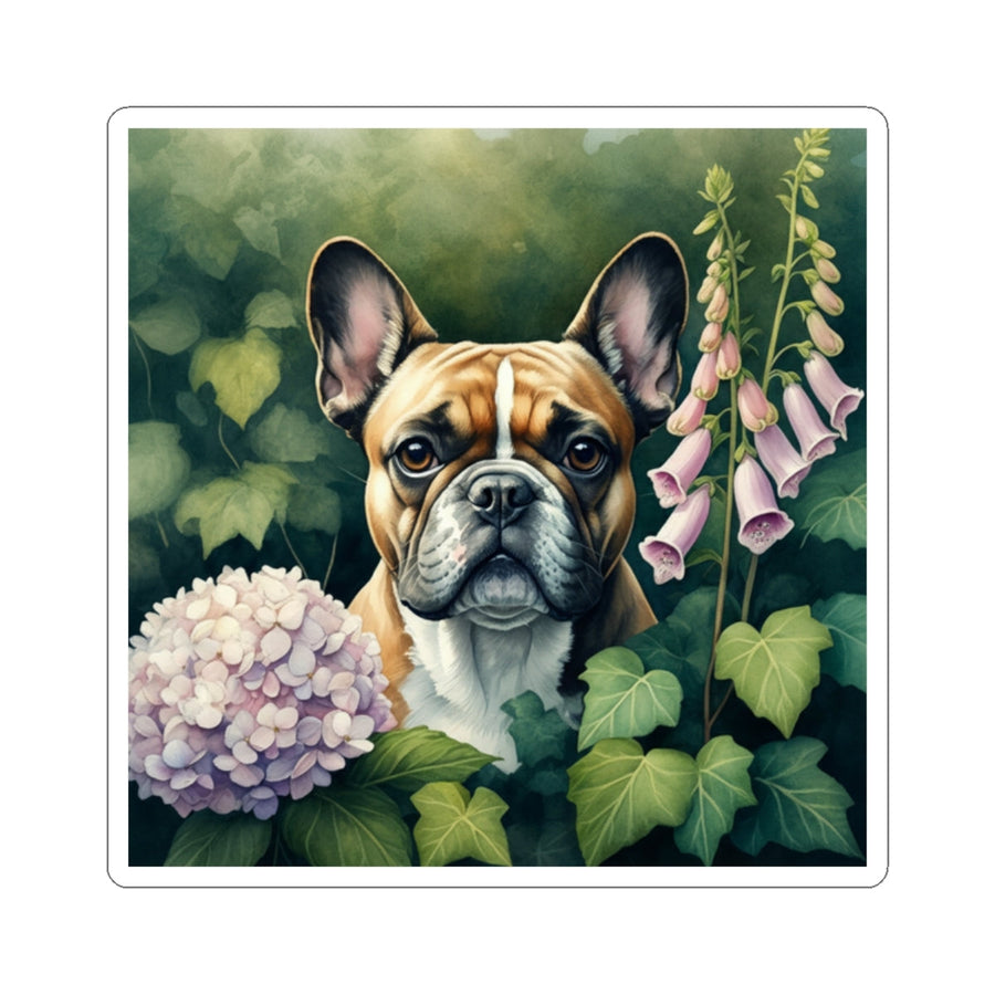 French Bulldog Watercolor Garden Peek Gift Set — Mug + Coaster + Sticker | Tritan