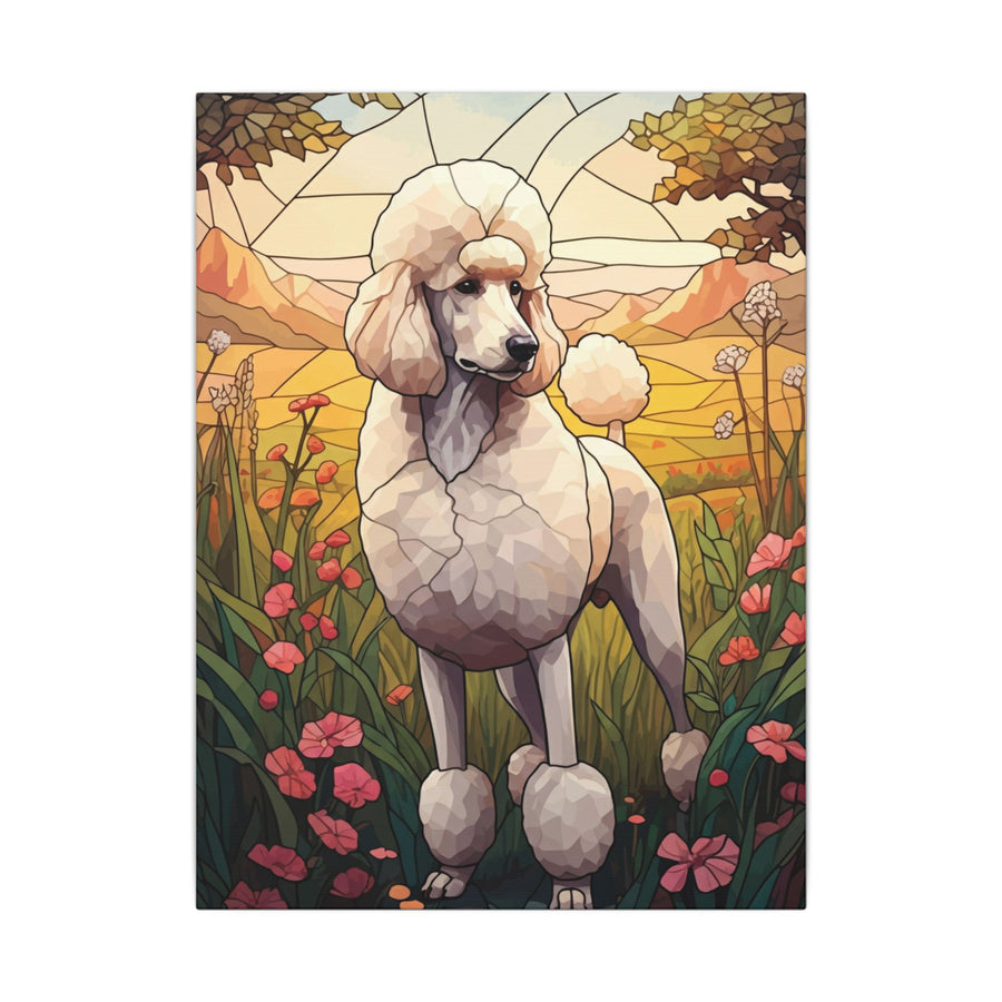 Poodle Stained Glass Stretched Canvas Wall Art Print | Dog Lover Gift | Elegant Pet Portrait Home Decor for Dog Mom