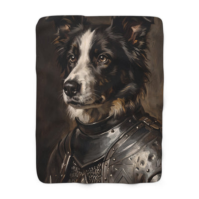 Border Collie Medieval Knight Portrait Regal Throw Blanket | Premium Dog Art | Tritan