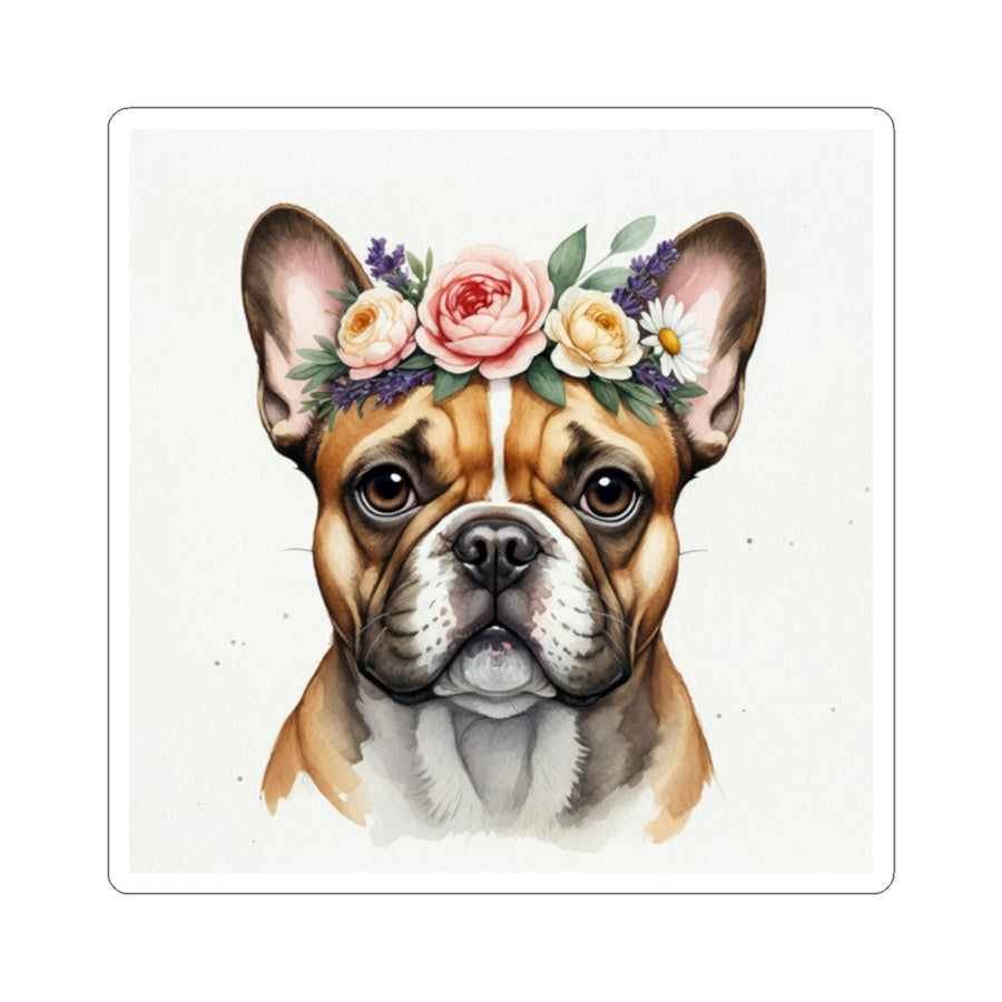 French Bulldog Watercolor Floral Crown Gift Set — Mug + Coaster + Sticker | Tritan