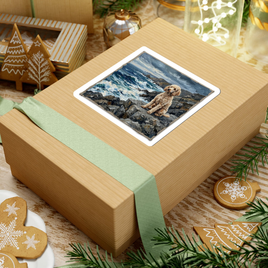 Poodle Acrylic Gallery Print Coastal Cliffside Kiss-Cut Stickers | Premium Dog Prints | Tritan — view 8 of 12