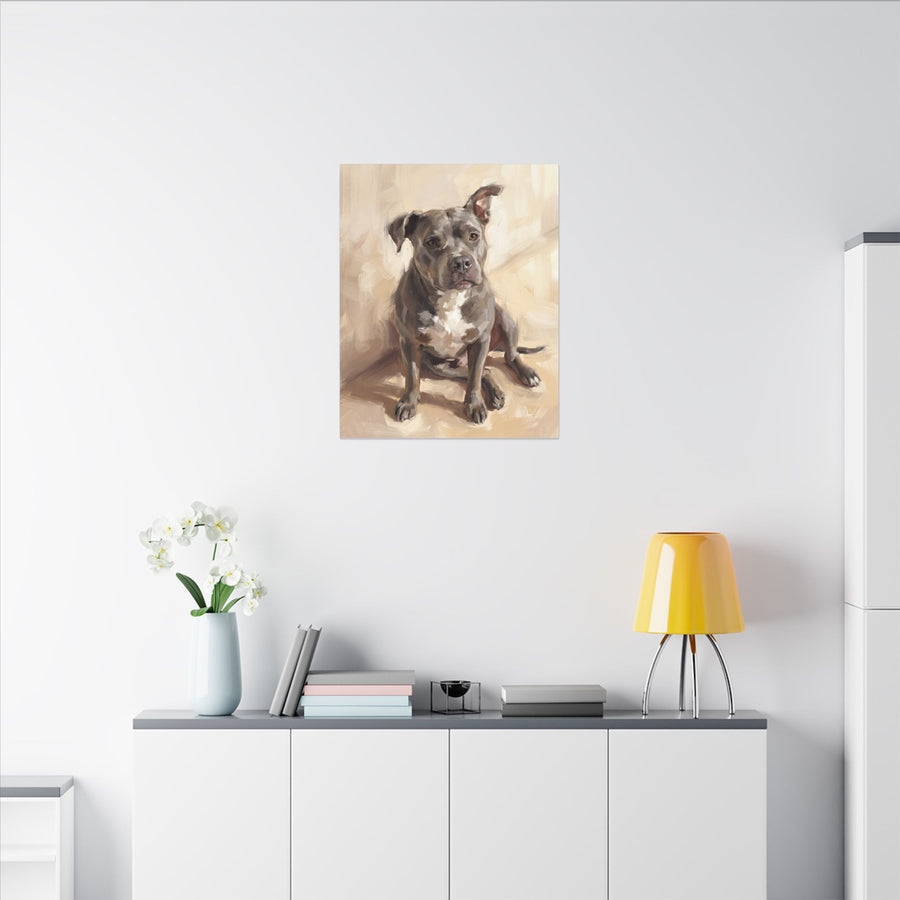 Blue Staffy — Painted Portrait Canvas