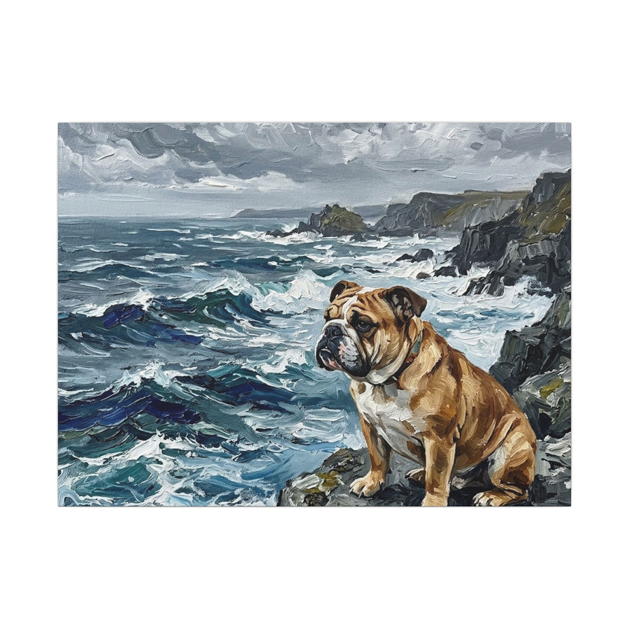 English Bulldog Canvas Wall Art Print | Dog Lover Gift | Pet Portrait | Modern Acrylic Painting Decor