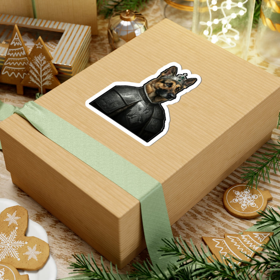 German Shepherd Kings & Queens Royal Portrait Sticker, Dog Portrait Vinyl Decal, Kiss-Cut Sticker, German Shepherd Lover Gift