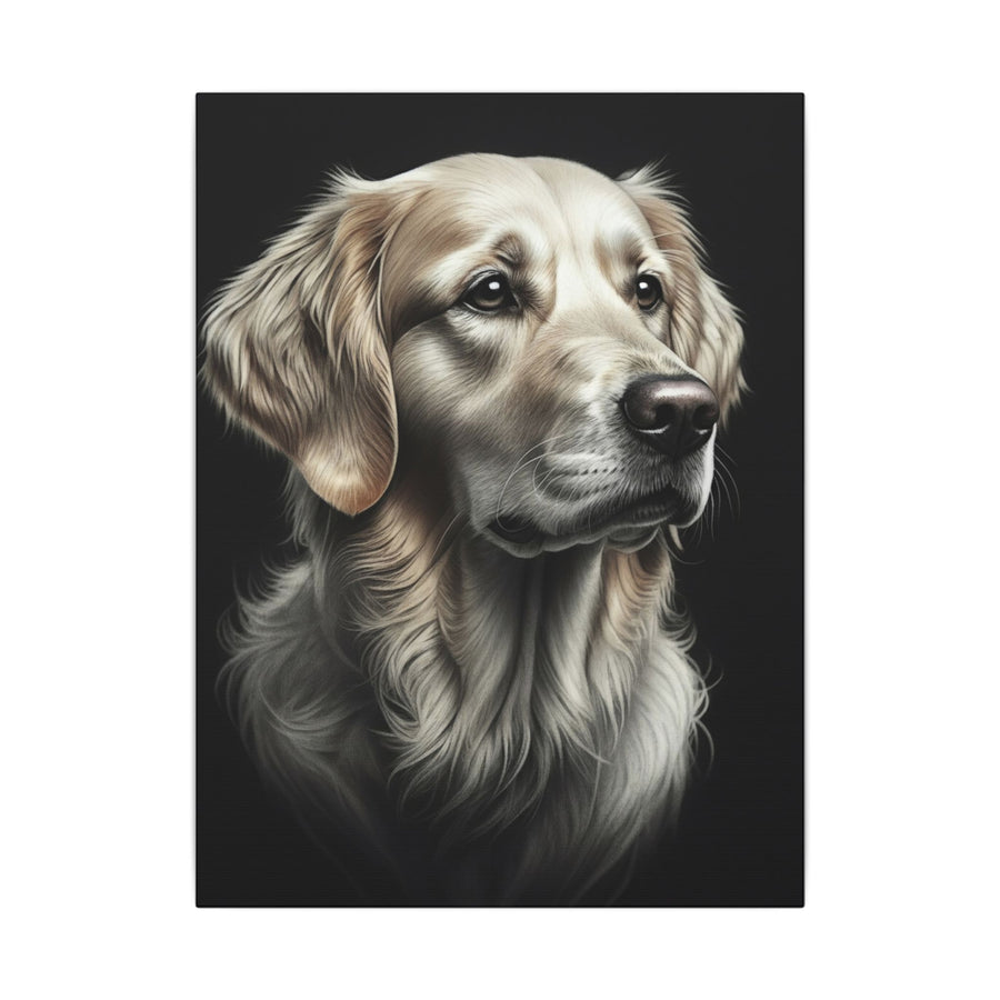 Golden Retriever Charcoal Portrait Canvas Wall Art | Dog Lover Gift | Pet Print Home Decor | Black & White Animal Art | Stretched Canvas