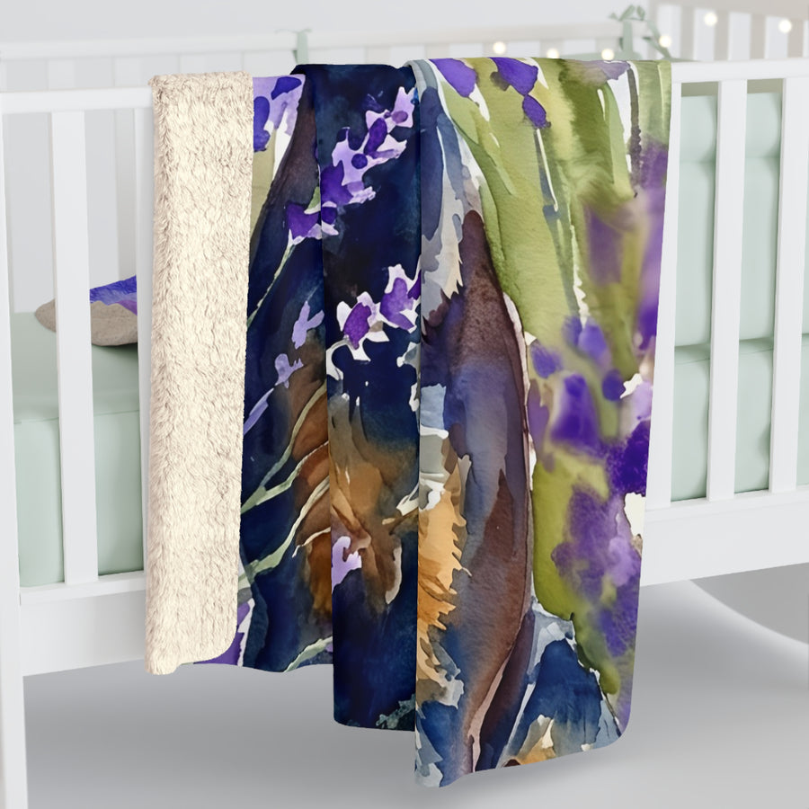 Rottweiler Watercolor Lavender Fields Throw Blanket | Premium Dog Art | Tritan
