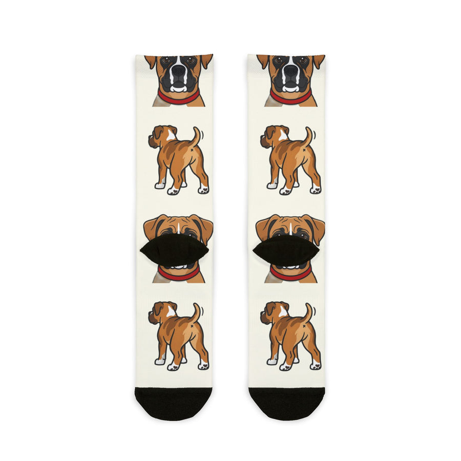 Boxer Socks | Fun All Over Print Dog Socks | Boxer Mom Gift | Cute Crew Socks for Dog Lovers | Stocking Stuffer