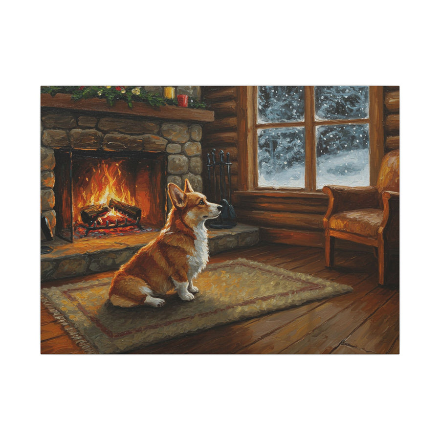Corgi Acrylic Painting Canvas Wall Art, Dog Lover Gift, Stretched Canvas Print, Cute Pet Home Decor, Animal Art