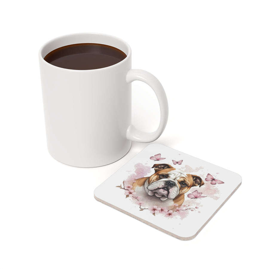 English Bulldog Watercolor Butterfly Bloom Drink Coaster | Premium Dog Prints | Tritan