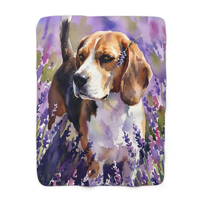 Beagle Watercolor Lavender Fields Throw Blanket | Premium Dog Art | Tritan