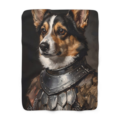 Corgi Medieval Knight Portrait Regal Throw Blanket | Premium Dog Art | Tritan