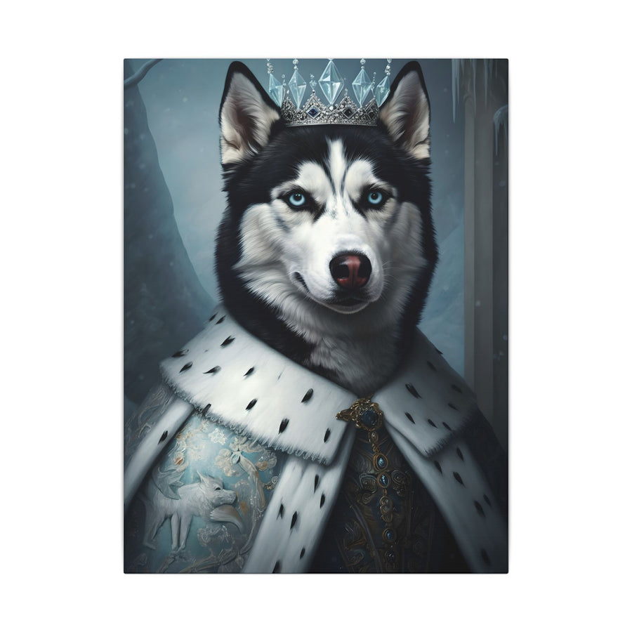 Siberian Husky Kings & Queens Royal Portrait Canvas Wall Art, Regal Dog Painting, Siberian Husky Lover Gift, Stretched Canvas