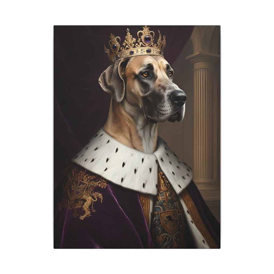 Great Dane Renaissance Royal Portrait Canvas Wall Art, Regal Dog Painting, Great Dane Lover Gift, Stretched Canvas