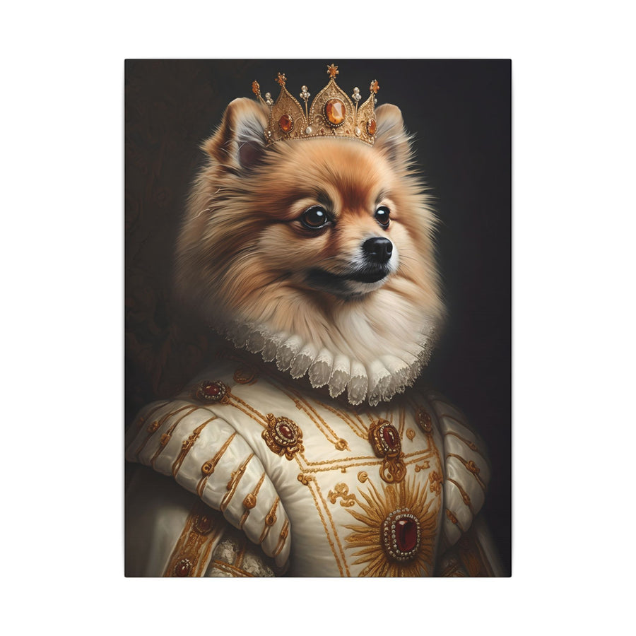Pomeranian Renaissance Royal Portrait Canvas Wall Art, Regal Dog Painting, Pomeranian Lover Gift, Stretched Canvas