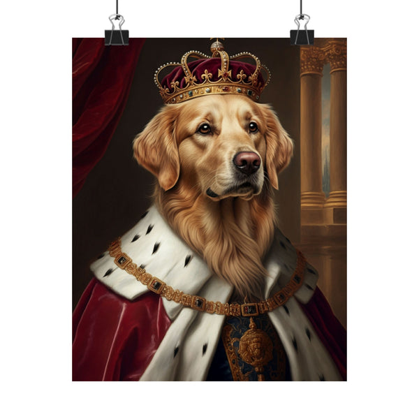 Golden Retriever Kings & Queens Royal Portrait Matte Poster, Regal Dog Art Print, Golden Retriever Lover Gift, Wall Art