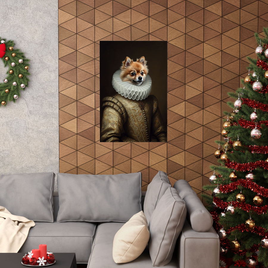 Pomeranian Renaissance Royal Portrait Matte Poster, Regal Dog Art Print, Pomeranian Lover Gift, Wall Art