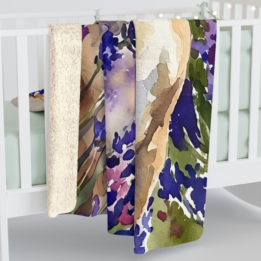 English Bulldog Watercolor Lavender Fields Throw Blanket | Premium Dog Art | Tritan