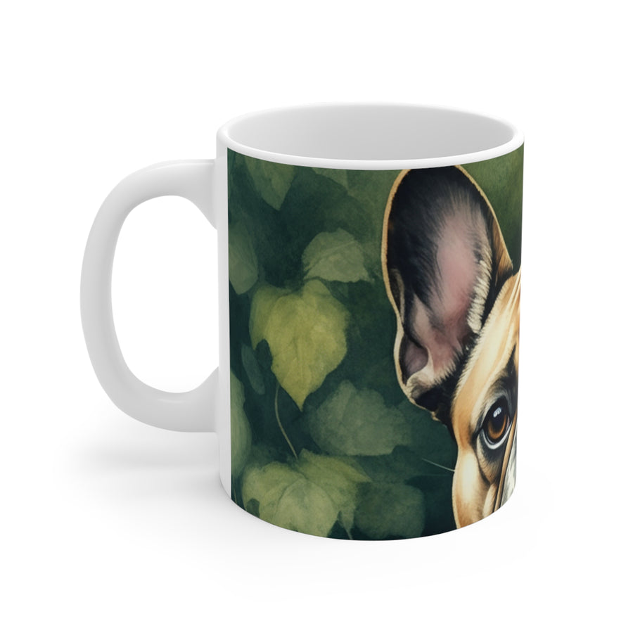 French Bulldog Watercolor Garden Peek Coffee Mug | Premium Dog Prints | Tritan — secondary view