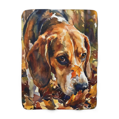 Beagle Watercolor Autumn Path Throw Blanket | Premium Dog Art | Tritan