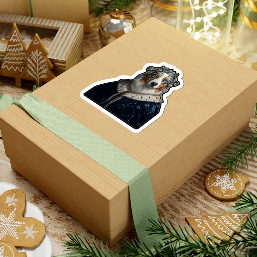 Australian Shepherd Kings & Queens Royal Portrait Sticker, Dog Portrait Vinyl Decal, Kiss-Cut Sticker, Australian Shepherd Lover Gift