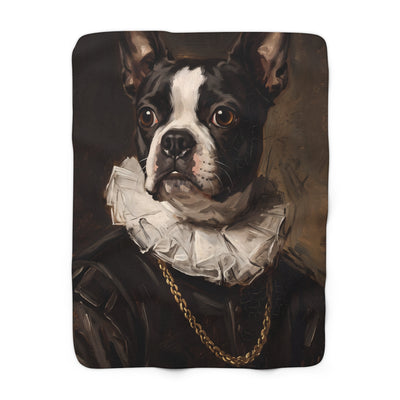 Boston Terrier Renaissance Royal Portrait Regal Throw Blanket | Premium Dog Art | Tritan