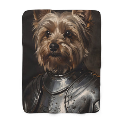 Yorkshire Terrier Medieval Knight Portrait Regal Throw Blanket | Premium Dog Art | Tritan