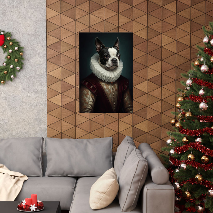 Boston Terrier Renaissance Royal Portrait Matte Poster, Regal Dog Art Print, Boston Terrier Lover Gift, Wall Art