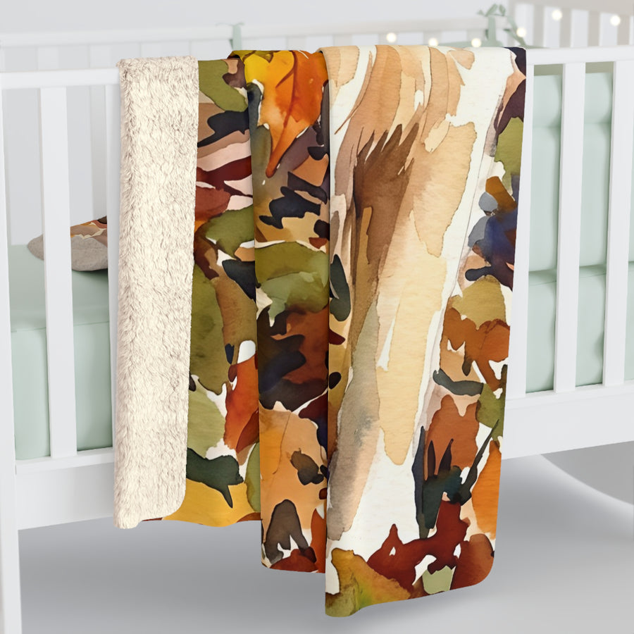 Golden Retriever Watercolor Autumn Path Throw Blanket | Premium Dog Art | Tritan