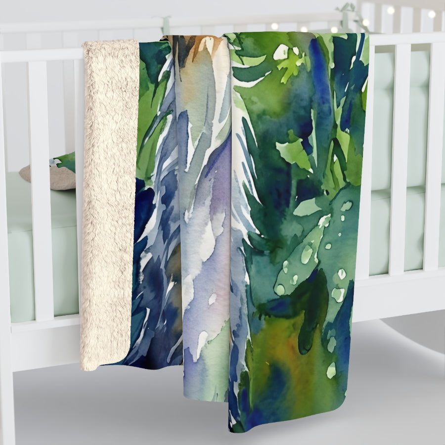 Australian Shepherd Watercolor Rain Garden Throw Blanket | Premium Dog Art | Tritan