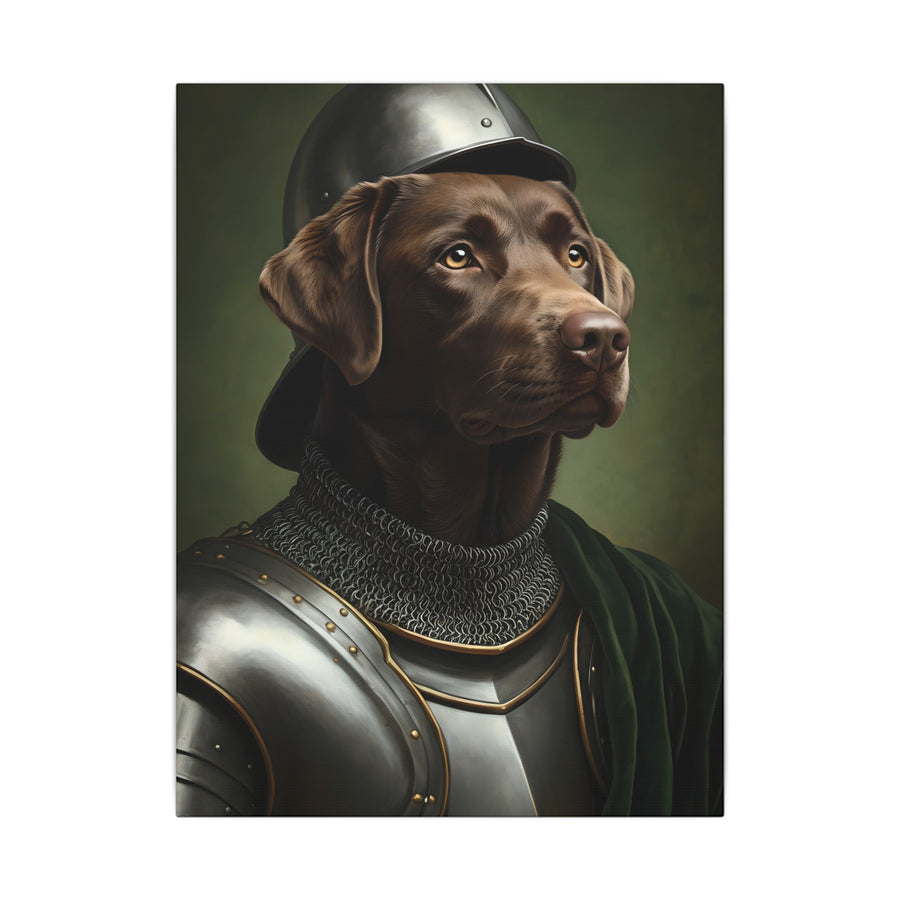 Labrador Retriever Medieval Knight Portrait Canvas Wall Art, Regal Dog Painting, Labrador Retriever Lover Gift, Stretched Canvas