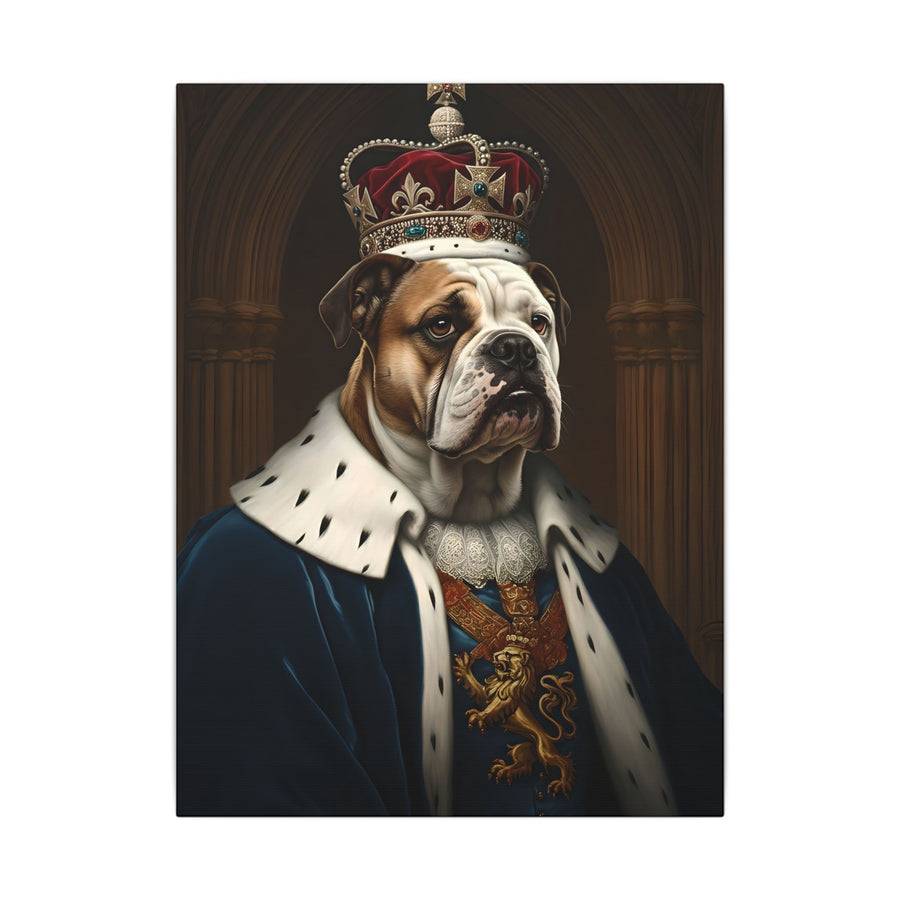 English Bulldog Kings & Queens Royal Portrait Canvas Wall Art, Regal Dog Painting, English Bulldog Lover Gift, Stretched Canvas