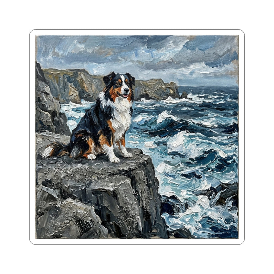 Australian Shepherd Coastal Cliffside Gift Set — Mug + Coaster + Sticker | Tritan