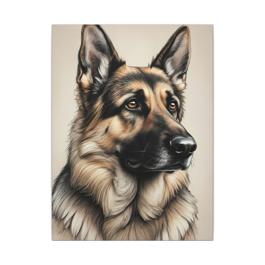 German Shepherd Charcoal Portrait Canvas Wall Art | Dog Lover Gift | Pet Memorial Decor | GSD Art Print