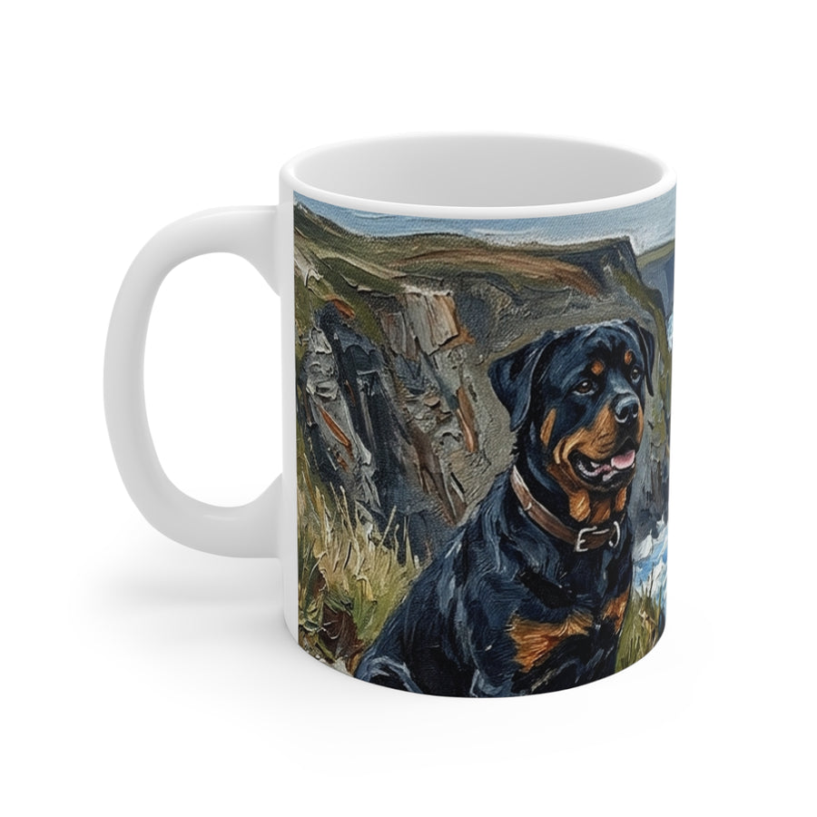 Acrylic Gallery Print Rottweiler - Coastal Cliffside | Ceramic Mug 11oz — secondary view