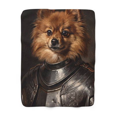 Pomeranian Medieval Knight Portrait Regal Throw Blanket | Premium Dog Art | Tritan