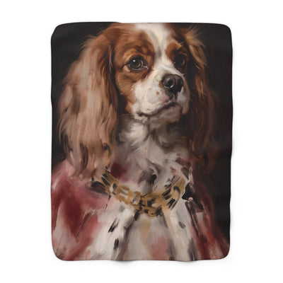 Cavalier King Charles Spaniel Kings & Queens Royal Portrait Regal Throw Blanket | Premium Dog Art | Tritan