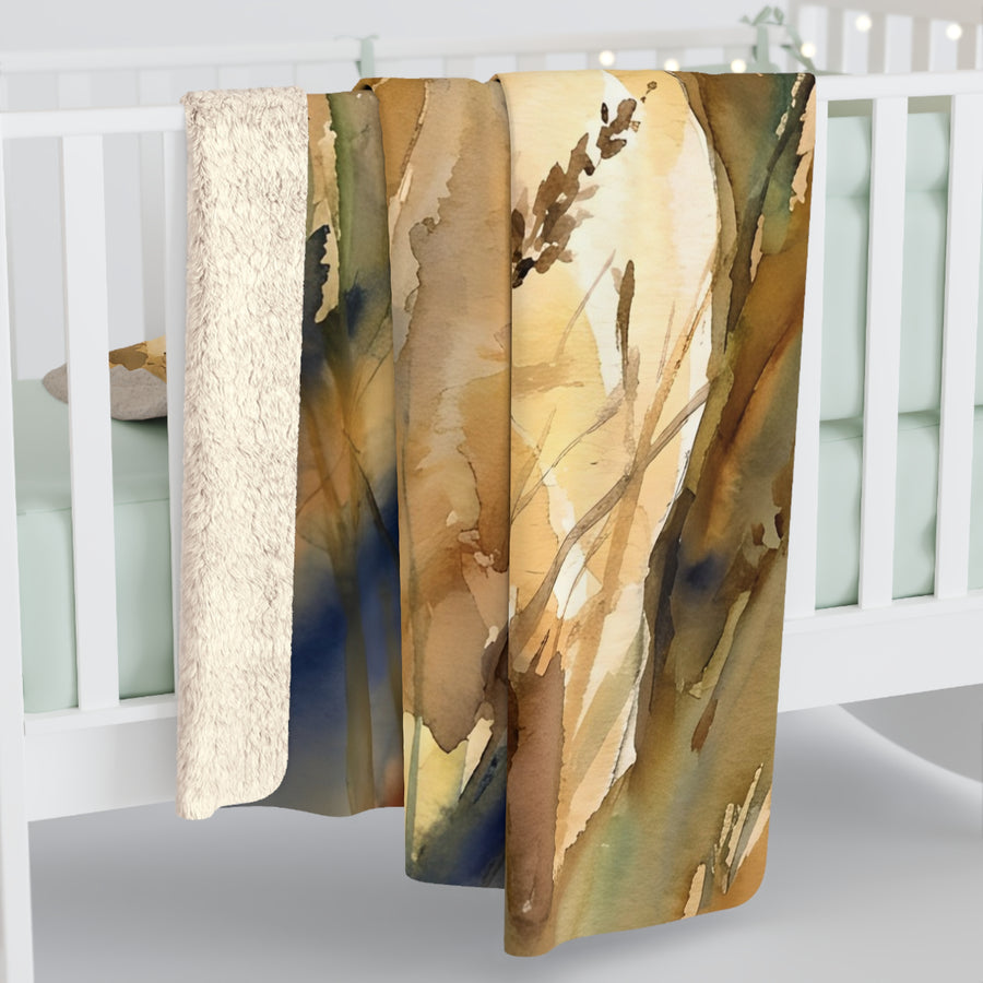 Labrador Retriever Watercolor Meadow Golden Throw Blanket | Premium Dog Art | Tritan