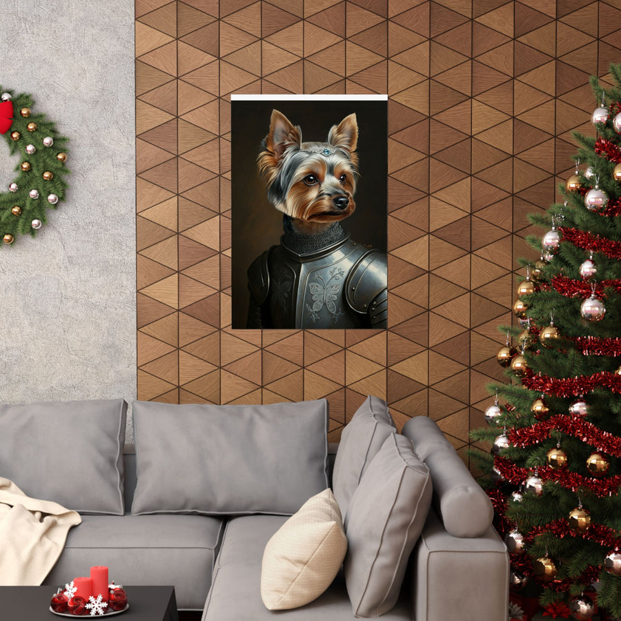 Yorkshire Terrier Medieval Knight Portrait Matte Poster, Regal Dog Art Print, Yorkshire Terrier Lover Gift, Wall Art