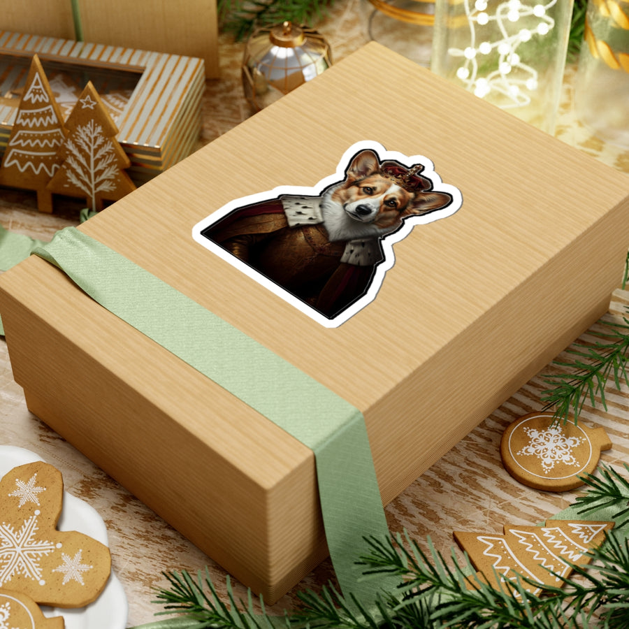 Corgi Kings & Queens Royal Portrait Sticker, Dog Portrait Vinyl Decal, Kiss-Cut Sticker, Corgi Lover Gift