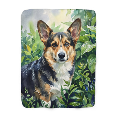 Corgi Watercolor Rain Garden Throw Blanket | Premium Dog Art | Tritan
