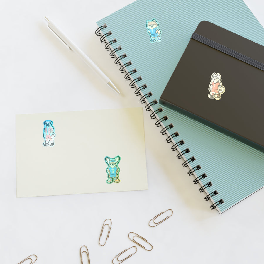 All-Star Hounds Holographic Sticker Sheet | 4 Soccer Dog Stickers | Tritan