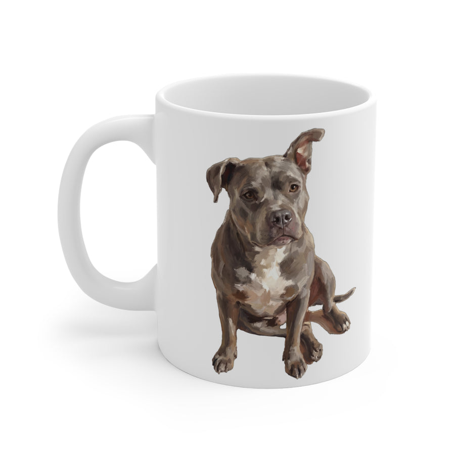Blue Staffy — Painted Portrait Mug (Front + Back)