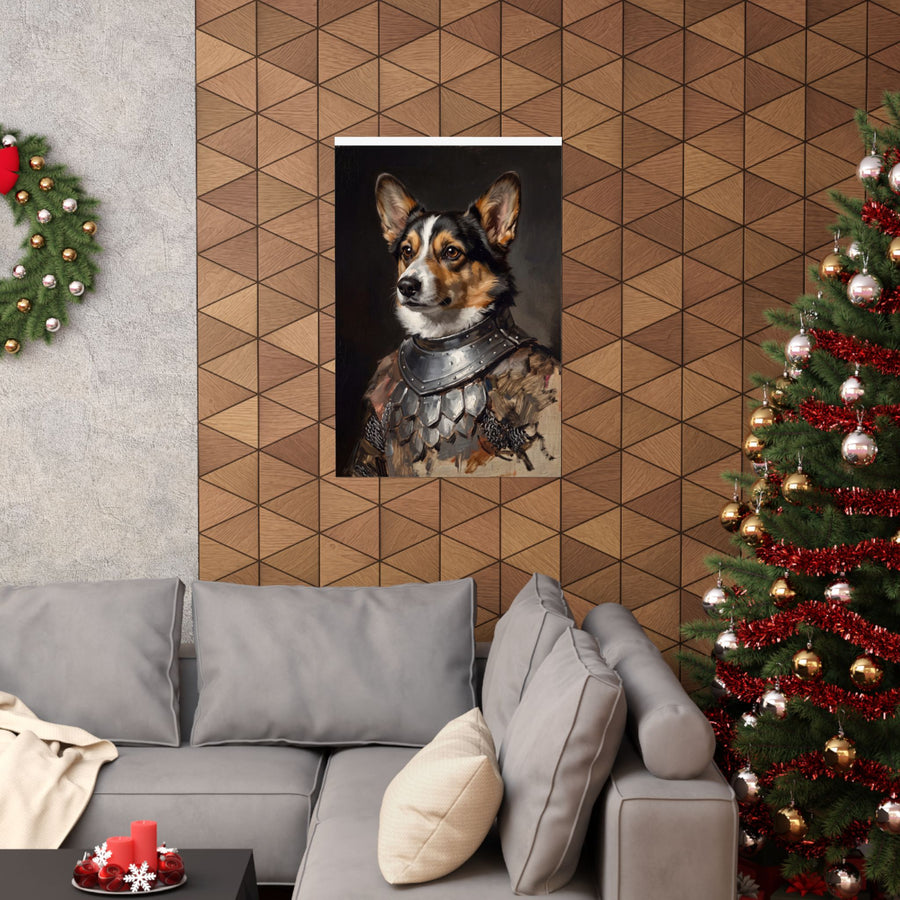 Pembroke Welsh Corgi Medieval Knight Portrait Matte Poster, Regal Dog Art Print, Pembroke Welsh Corgi Lover Gift, Wall Art