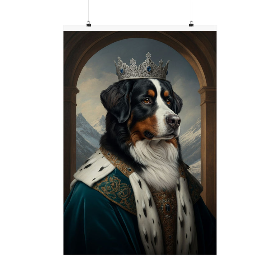 Bernese Mountain Dog Kings & Queens Royal Portrait Matte Poster, Regal Dog Art Print, Bernese Mountain Dog Lover Gift, Wall Art