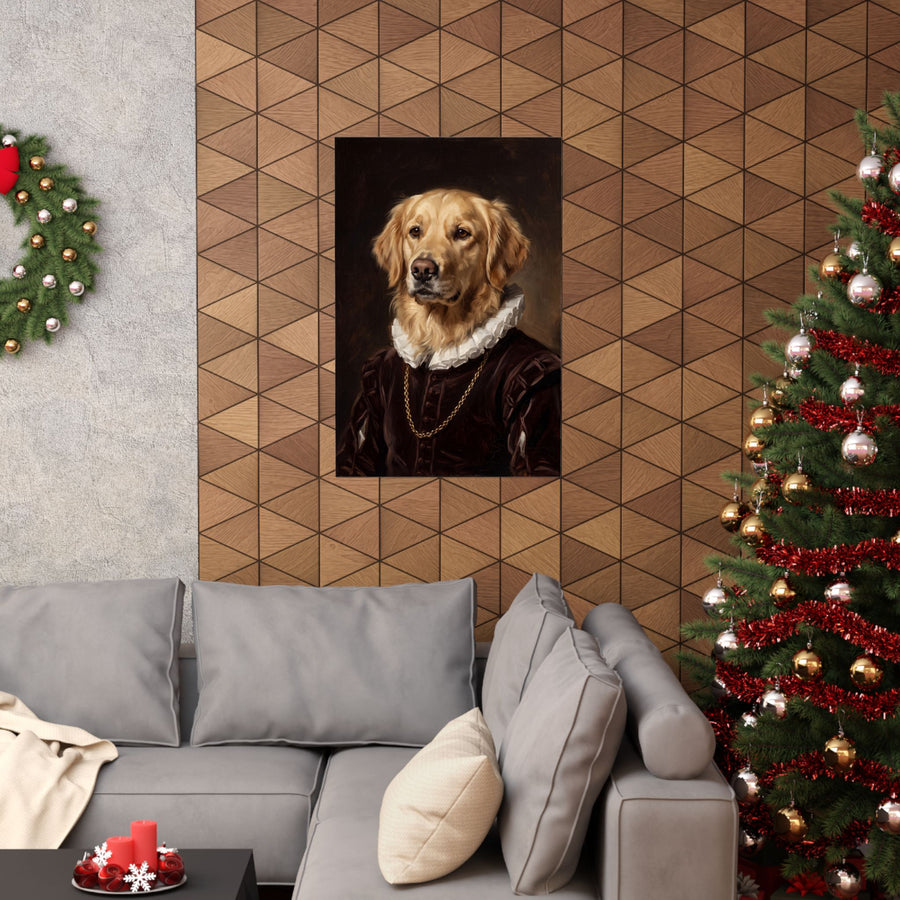 Golden Retriever Renaissance Royal Portrait Matte Poster, Regal Dog Art Print, Golden Retriever Lover Gift, Wall Art