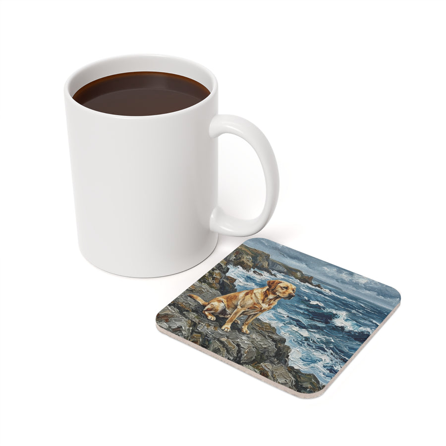 Acrylic Gallery Print Labrador Retriever - Coastal Cliffside | Cork Back Coaster — detail view