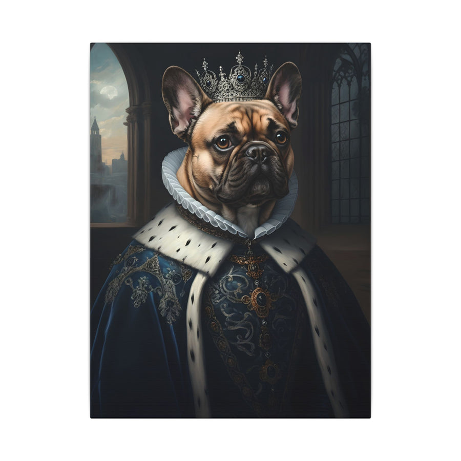 French Bulldog Renaissance Royal Portrait Canvas Wall Art, Regal Dog Painting, French Bulldog Lover Gift, Stretched Canvas