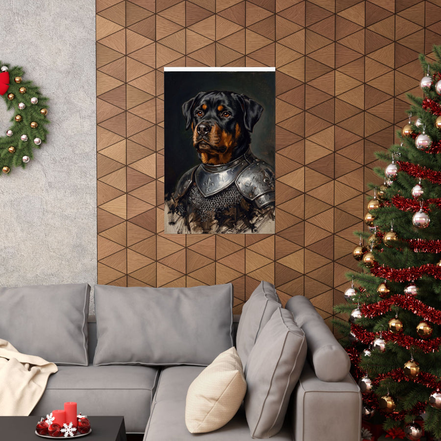 Rottweiler Medieval Knight Portrait Matte Poster, Regal Dog Art Print, Rottweiler Lover Gift, Wall Art