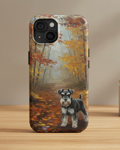 Acrylic Miniature Schnauzer - Autumn Woods | Tough Phone Case