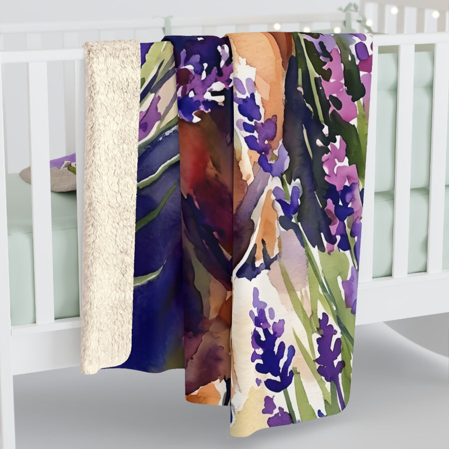 Dachshund Watercolor Lavender Fields Throw Blanket | Premium Dog Art | Tritan